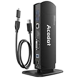Acodot 縦置き USB 3.0 USB Cドッキングステーション 2画面出力 13 in1 WindowsとMacに対応した13 in1ノートpcドッキングデュアルディスプレイ、USB Cドッキング、HDMI、VGA、DVI、6倍速USB 3.0、ギガビットイーサネット、オーディオに対応