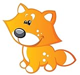Wallmonkeys wm189204キュートベビーオレンジとイエローCartoon Foxピールとスティック壁デカール 24"W x 22"H - Medium GEN-16424-24