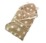 ange select ベビー おくるみ 星 柄 ふわふわ クマさん 新生児 出産祝 スリーパー (ブラウンB)