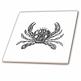 InspirationzStoreビンテージアート – ブラックandホワイトCrab Illustration – Nauticalビーチ海オーシャンテーマ – タイル 8-Inch ブラック ct