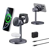 2025年新登場 TRIBONE 3-in-1 ワイヤレス充電スタンド iPhone 16用 15W ワイヤレス充電器 iPhone 16/15/14/13/12用 急速冷却充電ステーション Apple Watch用 AirPods用