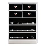 アルファタカバ ディズニー家具 キッズチェスト ミッキーチェスト 幅75cm 5段チョイスミッキー(ブラック)取っ手クリスタルピンク