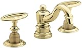 KOHLER K-280-9B-PB Antique Widespread Bathroom Sink Faucet, Vibrant Polished Brass [並行輸入品]