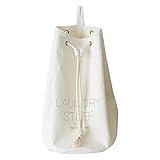 ランドリーバスケット 吊るせる [ナチュラル] ホワイト系 ランドリーバッグ 巾着 脱衣かご 洗濯かご 洗濯物入れ 持ち手つき おしゃれ 西海岸 北欧