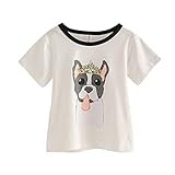 Deylaying 親子服 ペア服 ペアルック Tシャツ 半袖 子犬 夏季 子供服 シンプル 外出 旅行