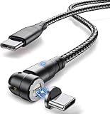 磁気360度+180度回転1M Type C to Type C USB PDケーブル 【PD-60W対応/20V/3A】急速充電対応 防塵 着脱式 高耐久ナイロン 断線防止phone MacBook AIR/iPad Pro/Galaxy Sony/Switch/Xperia/Galaxy/Google Pixel 等Type-c端子付きの機種対応 (1M)