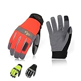 Vgo 作業用グローブ 作業革手袋 合成革 多目的 春秋 3双入り Light Duty (Black/Green/Orange, Size:L)