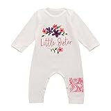 MIOIM ベビー 赤ちゃん ロンパース ボディスーツ 子供服 キッズ 連体ズボン 連体服 長袖 Tシャツ 女の子 パジャマ カジュアル 花柄 可愛い ホワイト 英字 シャムズボン
