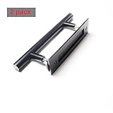 do4uブラック12インチスライドバーンドアハンドルプルおよびフラッシュドアハンドルセット – 木製ドアクローゼットドアプル 2 Pack