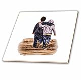 3dローズDoreen Erhardt Kidsコレクション – Boys Walking On The Dock Arm in Arm for Friendship – タイル 6-Inch-Cer