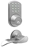 MiLocks TFL-02SN Digital Deadbolt Door Lock and Passage Lever Handle Combo with Keyless Entry via Ke