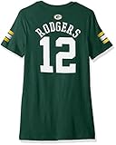 NFL Girls 7 – 16アーロン・ロジャースグリーンベイ・パッカーズメインストライプVネックName & Number半袖Tee、ハンター、Large / ( 14 )