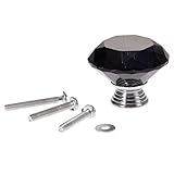 1個入りセット クリア クリスタル取っ手 ハンドル ガラスノブ 引き出し取っ手 手すり ネジ付き クリア クリスタル ガラス キャビネット 食器棚 ドレッサータンス (40mm) ブラック