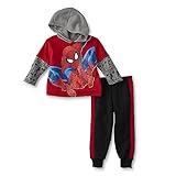 Marvel スパイダーマン Spaiderman 裏起毛 フード付き パーカー ロングパンツ セット (95cm/3T)