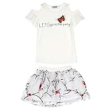 Ochine ファッション　蝶プリントTシャツ＆スカート　上下 2点セット　ガールズ　女児　かわいいプリント　コットン　プリンセスドレス　2-7歳設定　春夏　誕生日　結婚式 入学式　子供の日　遊園地に
