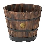 タカショー(Takasho) ウッドバレルプランター 深型 M PPW-02MN 奥行37×高さ30×幅37cm ブラウン