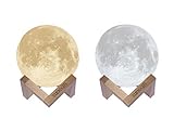 kungken充電式3dプリントムーンランプタッチスイッチLuna Nightライト色と明るさ調節可能な、木製マウント 5.12IN YF165177