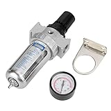 BSP 1/2" レギュレーターシルバーエアコンプレッサーモイスチャーウォータートラップフィルターレギュレーター（マウント接続付き）圧縮調節と水分除去に固体粒子と凝縮物の除去
