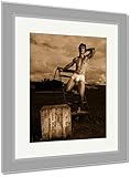 AshleyフレームプリントMuscular Man Posing inブリーフ、壁アートホーム装飾、ag6397759 35x30 Silver Frame 6397759-AFPP1-SS20