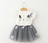 赤ちゃん夏の女の子の服セット漫画の猫のシャツ糸のレーススカート子供の子供の服スーツファッション幼児の服