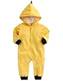 [Vaenait Baby]100%綿ベビー服ロンパースつなぎ肌着カバーオールフード付きYellow Bunny S
