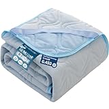 Housecover 冷感敷きパッド ダブル 夏 Q-MAX0.453 【帝人マイティトップ中綿使用】ひんやり冷感シーツ リバーシブル (冷感&ワッフル) 吸水速乾 抗菌防臭防ダニ加工 洗える オールシーズン 四隅ずれ防止ゴム付き ベッドパッド クールマット 冷たい 140x200cm ブルー