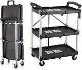 ツールワゴン キャスター付き 3段 折りたたみ 総耐荷重90kg キャビネット ツールボックス 工具 棚 キッチンワゴン キャリーワゴン 収納 カート 配膳 作業台 撮影機材 台車 大型 ラック 掃除用 現場用 移動棚