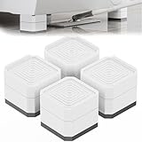 洗濯機台 さ上げ台 高さ調節可能 底上げ 防振ゴム付き 水たまり防止 振動騒音軽減 滑り止め 洗濯機置き台 乾燥機置き台 冷蔵庫置き台 床に傷防止(ホワイト, 4cm上げる)