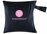 Charlie Banana Washable Diaper Tote Wet Bag (Black w/Pink) by Charlie Banana