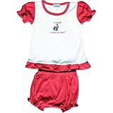 リルカブハブ002LCHCOFR-1824ブルマセットホワイト＆フクシア半袖ブラウス - アライグマ、18〜24ヶ月