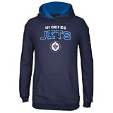 メンズWinnipeg Jets Reebok Navy Blue Face Off Playbookフード付きスウェットシャツ、サイズSmall