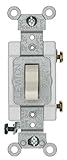 Leviton CSB1-15T 15-Amp, 120/277-Volt, Toggle Single-Pole AC Quiet Switch, Commercial Grade, Groundi