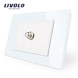 LIVOLOホワイトクリスタルガラスパネル、1 Gang SAT TVソケット/コンセントプラグアダプタなし,CE認証、-C91ST-11