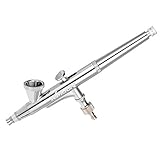 KKmoon エアブラシキット デュアルアクション エアブラシスプレーガン 口径0.25mm 重力式 化粧 絵画 ネイルアート 入れ墨 プラスチックドロッパーとレンチ付き