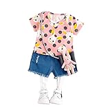 女の子の服 夏 Tシャツ+パンツ Pojour1-6歳キッズ用 2セット 子供かわいい兎ブラウス 綿 通気　ピンク(100cm)