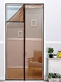 HJ 玄関網戸 玄関カーテン 開閉式 間仕切りカーテン 断熱 虫よけ 蚊取り 防虫対策 エコ 網戸カーテン 勝手口 玄関口 ドア ベランダ テラス用メッシュ スクリーンドア ベージュ (90*220C
