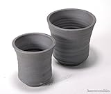 黒土深ソリ型植木鉢２ッ組　※風の水琴工房（信楽焼・陶器・植木鉢・プランター・陶照明・屋内用・Y）