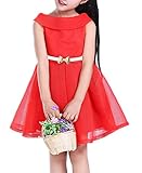 (ウォ２U)Woo2u 女の子 キッズ 子供 春夏 可愛い 赤色 ノースリーブ 姫様 ひざ丈 カジュアル お呼ばれ 結婚式 演奏会 フォーマルドレス パーティー 三五七 通勤 ワンピース 洋服 3