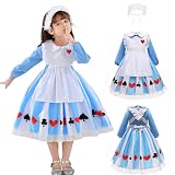 [Formemory] 不思議の国 コスプレ コスチューム ハロウィン 子供 女の子仮装 メイド服 可愛い イベント クリスマス パーティー 学園祭 演出服 100-150 (140)