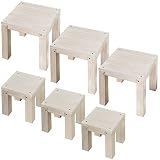 天然木製 キュービックフラワースタンド 20cm＆30cmタイプ 各3台 大小6台セット ウォッシュホワイト CFS-200-300WHT