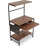 パソコンデスク プリンター棚 75cm幅 ブラウン