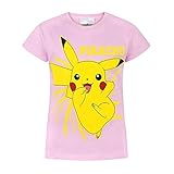 (ポケモン) Pokemon オフィシャル商品 キッズ・子供用 ピカチュウ 半袖 キャラクター Tシャツ 夏 女の子 (Years (7-8)) (ライトピンク/イエロー)