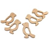 Kissteether 5pcs 手作りの木製のTeetherのキツツキのペンダント有機自然のブナ木製のおもちゃの手のカット動物のDIYジュエリーアクセサリーを作る (木の色 5pcs)