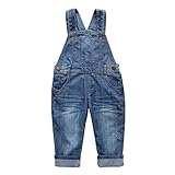 (チェリーレッド) CherryRed 子供 ベビー キッズ 女の子 男の子 ロンパース ロングパンツ デニムジーンズ サロペット オールインワン 130 ブルー