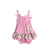 Gmasking ベビー服 赤ちゃんドレス ベビーショートパンツ スイムウェア 袖なしワンピース パジャマ 夏着 蝶結び フリル (M(6-12Months), セット1)