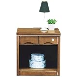 オープンナイトテーブル(サイドテーブル) 【幅50cm】 木製（天然木） コンセント付き/鍵付き ブラウン 【Basil3】バジル3 【完成品】【代引不可】 生活用品 インテリア 雑貨 インテリア 家具 収納家具 オープンシェルフ オープン