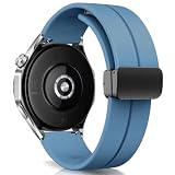[RoSoki] 22mm バンド Huawei Watch GT 6 Pro/GT 6/ GT5 Pro/ GT5/4/3 46mm / Huawei Watch 5/4 46mm/ Ultimate 2/ Ultimate/ 4 Pro 48mm 対応 バンド シリコン製 スポーツ 替えストラップ 交換ベルト 柔らかい 磁気付き 装着簡単 男女兼用 - ブルー