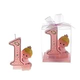 Lunaura Baby Keepsake - Set of 12 Girl Baby 1st Birthday Candle - Pink by Lunaura