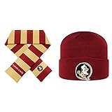NCAA Florida State Seminoles Striped Rugby Scarf and Towビーニー帽子2パックバンドル