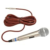 ハンドヘルド有線マイク、プロフェッショナルノイズリダクションマイク、5m/16.4フィートケーブルとオン/オフスイッチ付き、6.5mmプラグ、3Dハート型ピックアップパターン